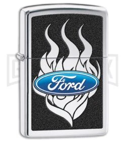Zippo Lighter Ford Flames - High Polish Chrome