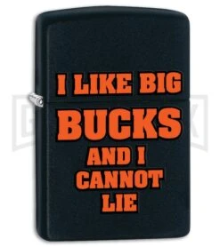 Zippo Lighter I Like Big Bucks - Black Matte