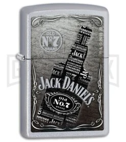 Zippo Lighter Jack Daniels Bottle - Satin Chrome