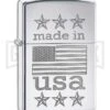 Zippo Lighter Made In USA W/ Flag - High Polished Chrome 4TH18 2 Zippo Lighter Made In USA W/ Flag - High Polished Chrome 4TH18 -Kershaw Store Zippo Lighter Made in USA flag high polished chrome BHQ 70920 er large