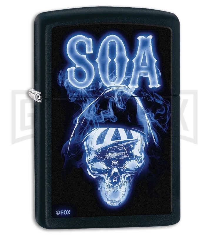 Zippo Lighter SOA Blue Skull - Black Matte 3 Zippo Lighter SOA Blue Skull - Black Matte