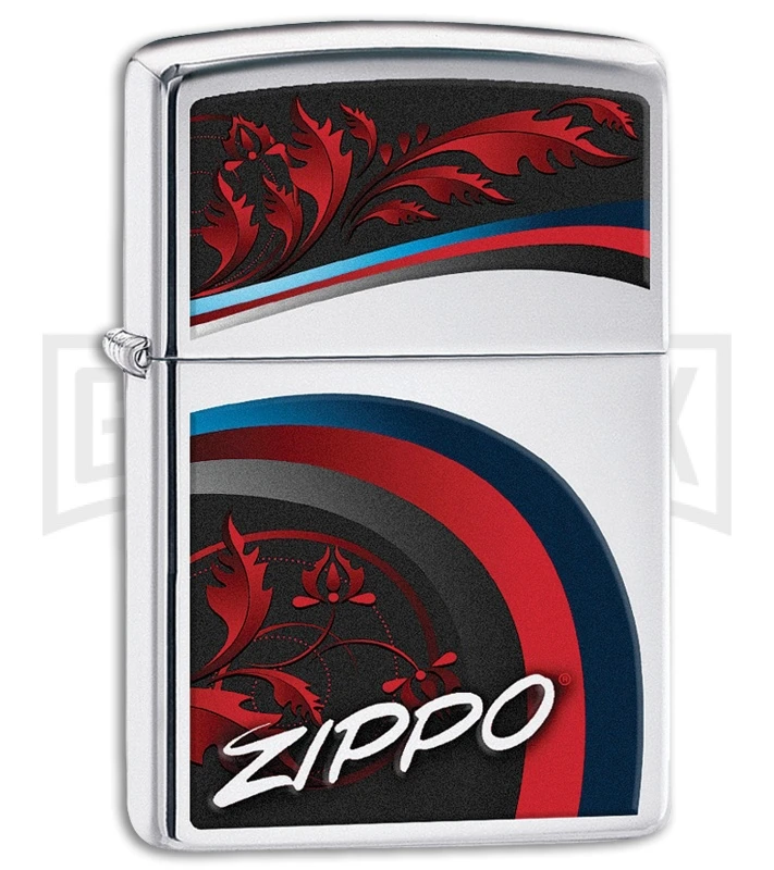 Zippo Lighter Satin And Ribbons - High Polish Chrome 3 Zippo Lighter Satin And Ribbons - High Polish Chrome
