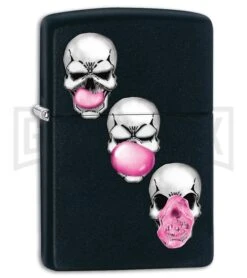 Zippo Lighter Skull Bubble Gum - Black Matte