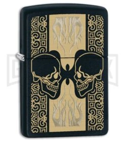 Zippo Lighter Skulls And Flames - Black Matte