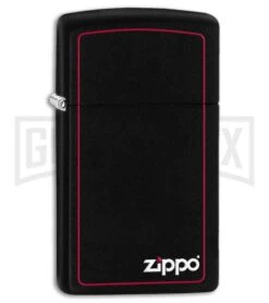 Zippo Lighter Slim Black Border - Black Matte