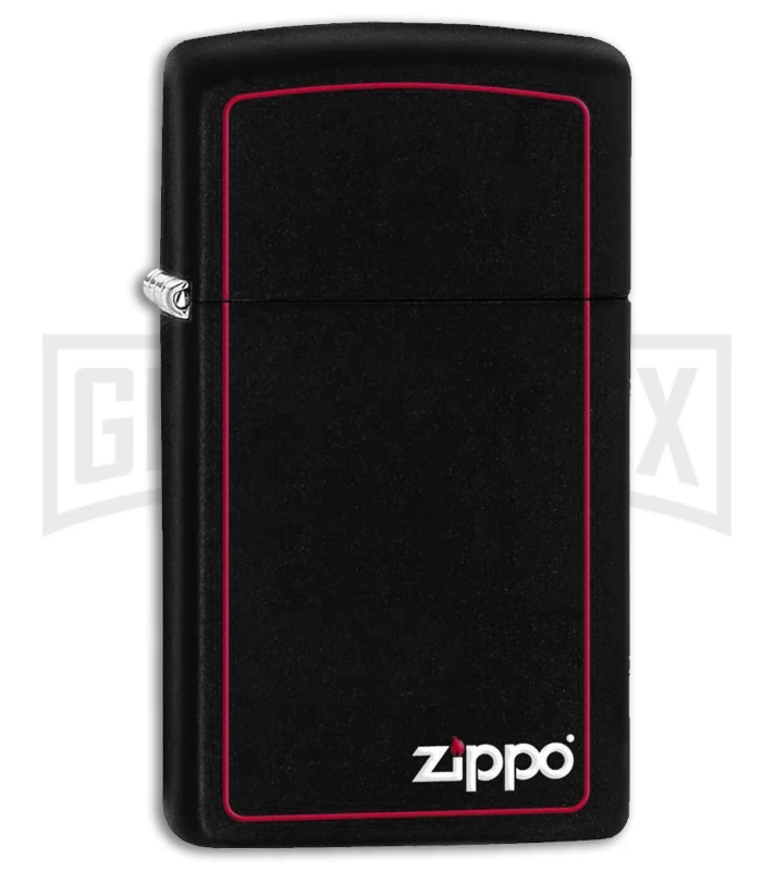 Zippo Lighter Slim Black Border - Black Matte 3 Zippo Lighter Slim Black Border - Black Matte