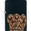 Zippo Lighter Three Monkeys - Black Matte -Kershaw Store Zippo Lighter Three Monkeys Black Matte BP 22828 jr large