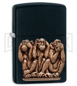 Zippo Lighter Three Monkeys - Black Matte