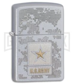 Zippo Lighter US Army Map - Satin Chrome