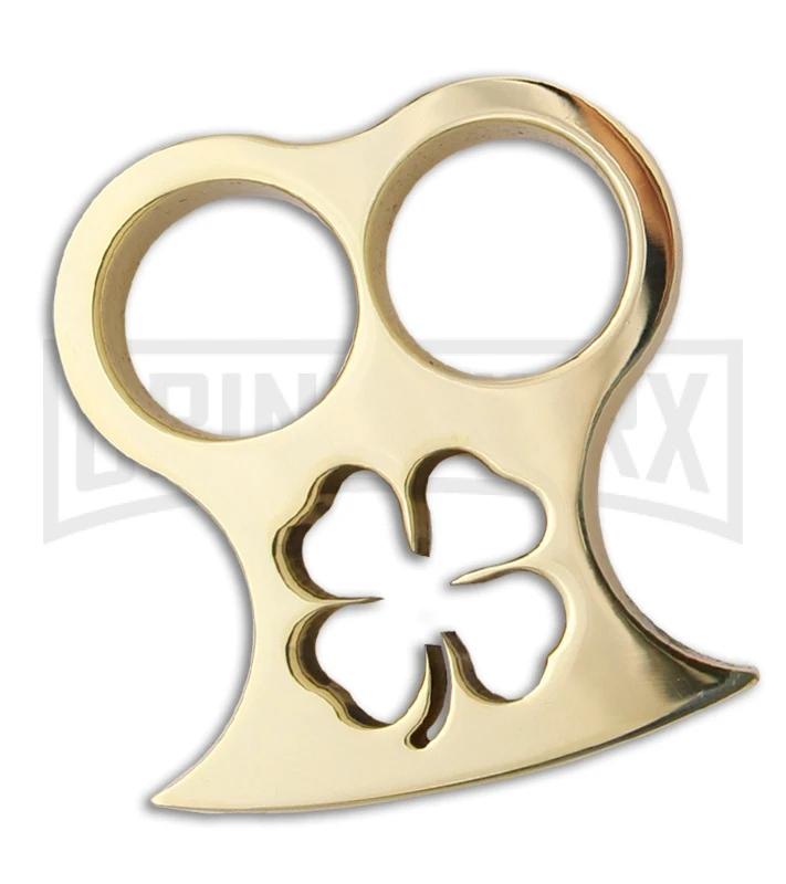 American Made Knuckles 2-Finger Polished Brass Clover-Two Knuckle Weight 3 American Made Knuckles 2-Finger Polished Brass Clover-Two Knuckle Weight