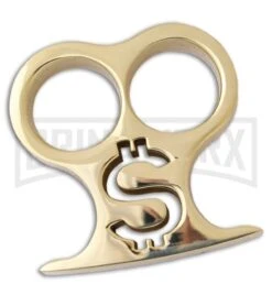 American Made Knuckles 2-Finger Polished Brass Pay Up-Two $ Knuckle Weight