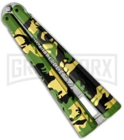 BB Barfly Green Camo Bottle Opener Butterfly Trainer -Kershaw Store bbbarfly camo green bottle opener back large