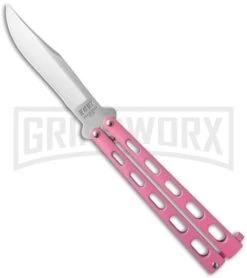Bear & Son Pink 5" Butterfly Knife - Satin Plain