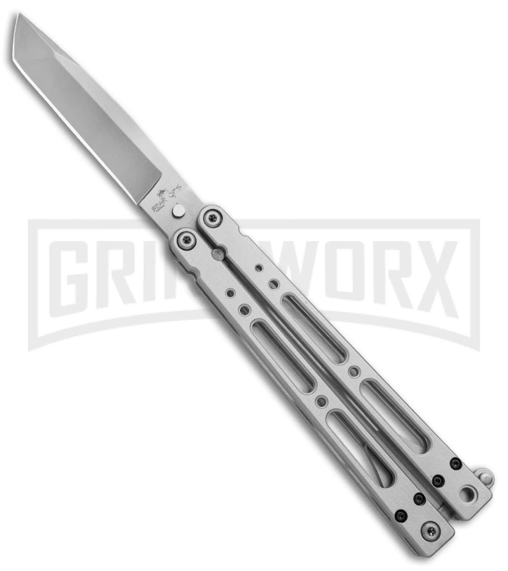 Bear OPS Bear Song IV Silver Tanto Butterfly Knife - Bead Blast Plain 3 Bear OPS Bear Song IV Silver Tanto Butterfly Knife - Bead Blast Plain