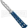 Bear And Son Knives 114 Blue Balisong Trainer Butterfly Knife - Satin Plain -Kershaw Store bearson 5in blue trainer 114bltr BHQ 36773 dl large