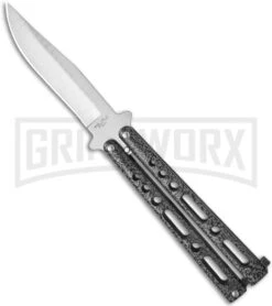Benchmark Silver Speckle Balisong Butterfly Knife - Satin Plain