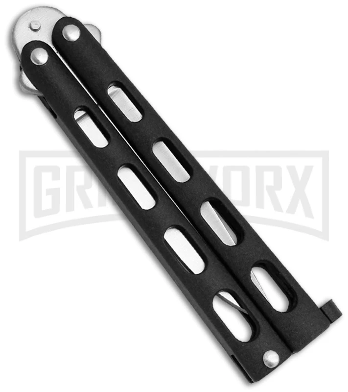 Benchmark BM007 Small Black Balisong Butterfly Knife - Satin Plain 4 Benchmark BM007 Small Black Balisong Butterfly Knife - Satin Plain - Image 2