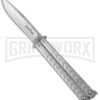 Benchmark Bowie Butterfly Knife - Stonewash Plain -Kershaw Store benchmark butterfly bm001 backwards cm large