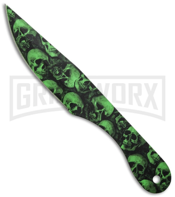 Skull Thrower 12 Knife Set Green Fixed Blade Knife - Green Plain 3 Skull Thrower 12 Knife Set Green Fixed Blade Knife - Green Plain