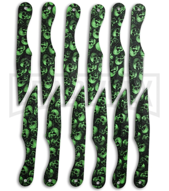 Skull Thrower 12 Knife Set Green Fixed Blade Knife - Green Plain 4 Skull Thrower 12 Knife Set Green Fixed Blade Knife - Green Plain - Image 2