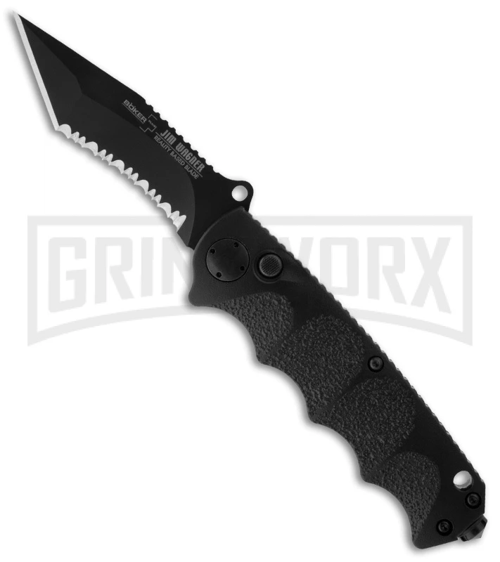 Boker Plus Reality-Based Black Automatic Knife - Tanto Black Serr 3 Boker Plus Reality-Based Black Automatic Knife - Tanto Black Serr
