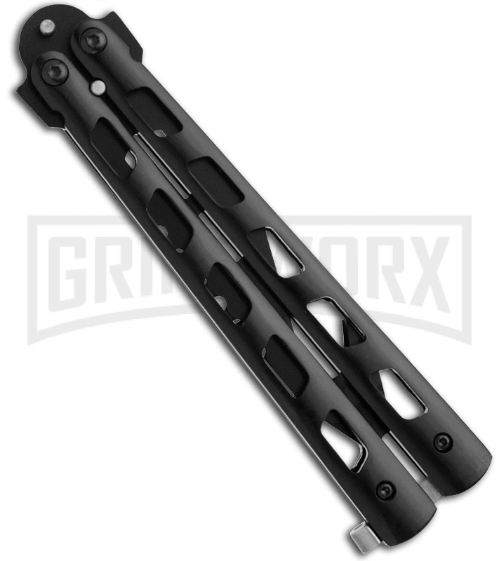 Monarch Strap Cutter Balisong Butterfly Knife Trainer - Black Plain 4 Monarch Strap Cutter Balisong Butterfly Knife Trainer - Black Plain - Image 2
