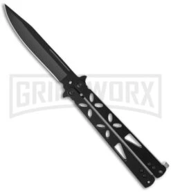 TIGER Quantum Black Balisong Butterfly Knife - Black Plain