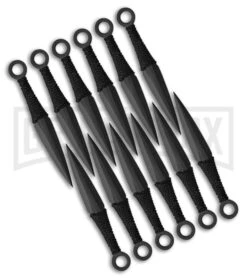 Tallen 12 Piece Throwing Black Cord Wrapped Knife Set - Black Plain