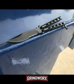 Jaguar Milled Black Balisong Butterfly Knife - Black Serr -Kershaw Store jaguar butterfly black serr BP12560 dl 2 large