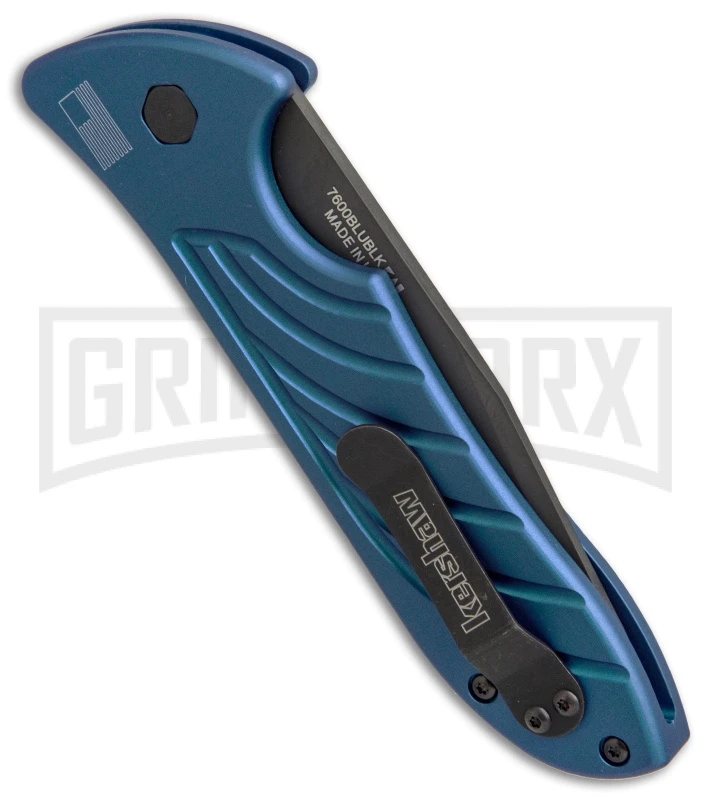 Kershaw Emerson Launch 5 Blue Automatic Knife - Black Plain 4 Kershaw Emerson Launch 5 Blue Automatic Knife - Black Plain - Image 2