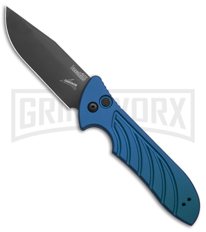 Kershaw Emerson Launch 5 Blue Automatic Knife - Black Plain 3 Kershaw Emerson Launch 5 Blue Automatic Knife - Black Plain