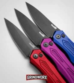Kershaw Launch 6 Blue Automatic Knife - Black Plain -Kershaw Store kershaw launch 6 purple blue red dl vertical confetti large 1