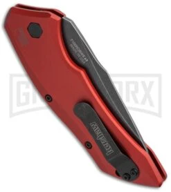 Kershaw Launch 1 Red Aluminum Automatic Knife - Blackwash Plain -Kershaw Store kershaw launch auto 1 blackwash red side cm large