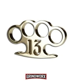 American Made Knuckles Polished Brass Lucky 13 Knuckle Weight 5 American Made Knuckles Polished Brass Lucky 13 Knuckle Weight -Kershaw Store lucky13b sized large