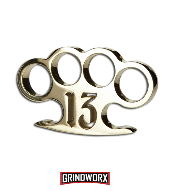 American Made Knuckles Polished Brass Lucky 13 Knuckle Weight 4 American Made Knuckles Polished Brass Lucky 13 Knuckle Weight - Image 2