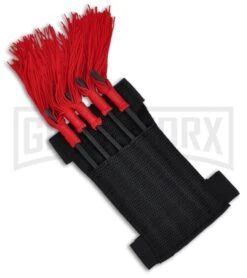 Ninja Throwing Spike Set Of 5 W/ Red Tassels -Kershaw Store ninja spike set g 304 5r sheath large