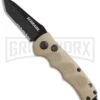 Schrade Mini Extreme Survival Tan Automatic Knife - Tanto Black Serr -Kershaw Store schrade extreme survival tanto serrated sc60mbrts large