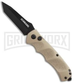 Schrade Extreme Survival Tan Automatic Knife - Tanto Black Plain