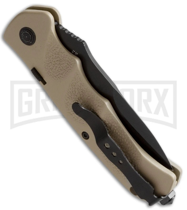 Schrade Mini Extreme Survival Tan Automatic Knife - Black Plain 4 Schrade Mini Extreme Survival Tan Automatic Knife - Black Plain - Image 2