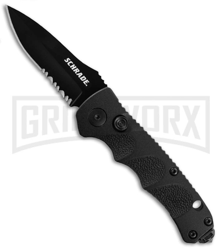 Schrade Extreme Mini Survival Automatic Knife - Black Serr 3 Schrade Extreme Mini Survival Automatic Knife - Black Serr
