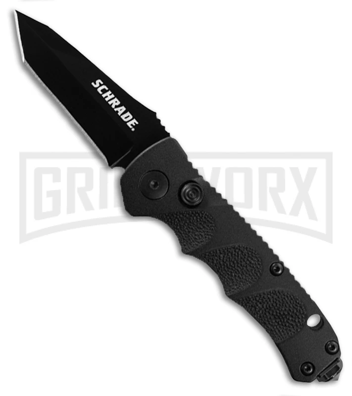 Schrade Mini Black Automatic Knife - Tanto Black Plain 3 Schrade Mini Black Automatic Knife - Tanto Black Plain