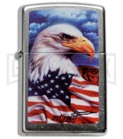 Zippo Lighter Mazzi Freedom Watch Eagle - Street Chrome