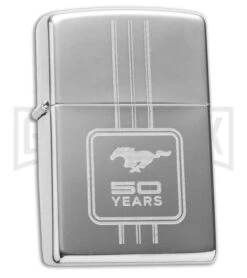 Zippo Lighter Ford Mustang 50 Years - High Polish Chrome