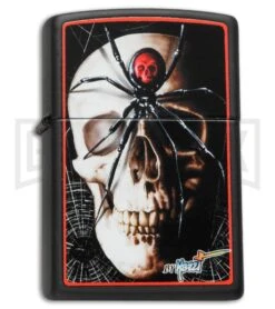 Zippo Lighter Mazzi Spider/Skull - Black Matte