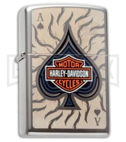 Zippo Lighter Harley Davidson Spade - High Polish Chrome