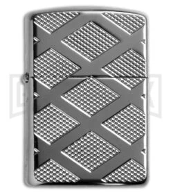 Zippo Lighter Armor Engine Turn Carved Charm Diamond High Polish Chrome