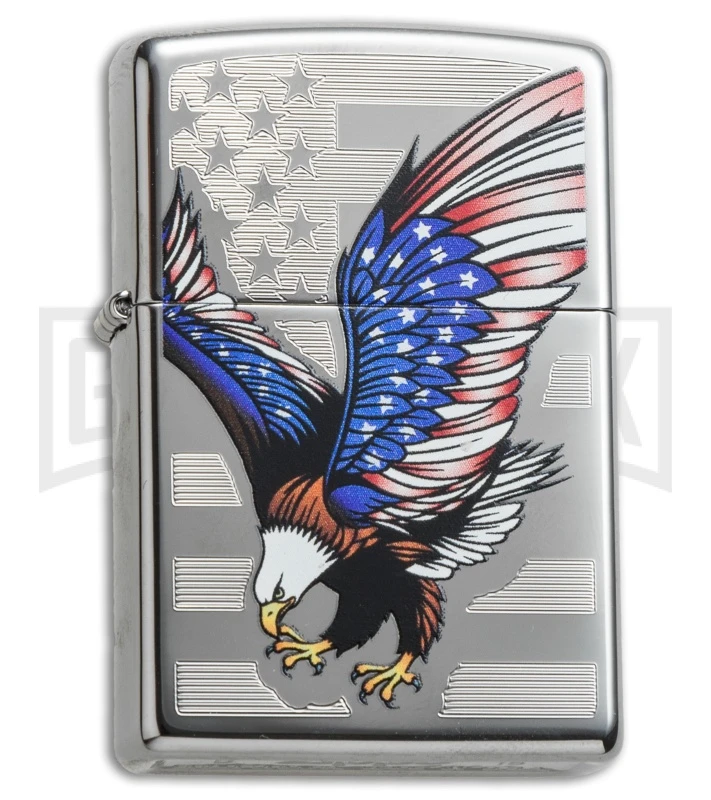 Zippo Lighter Eagle Flag - High Polish Chrome 4TH18 3 Zippo Lighter Eagle Flag - High Polish Chrome 4TH18