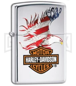Zippo Lighter Harley Davidson American Flag 28082 4TH18