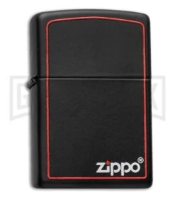 Zippo Lighter Logo & Border - Black Matte