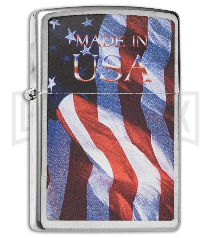 Zippo Lighter Made In USA Flag - Street Chrome 3 Zippo Lighter Made In USA Flag - Street Chrome